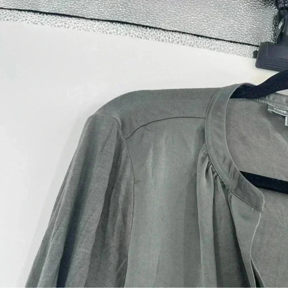 Vince Split Neck Long Sleeve Gray Blouse Top Like New! - Picture 7 of 13